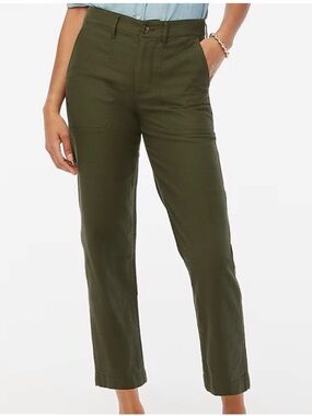 J. Crew Factory Cotton Camp Pant, Olive Green, Women’s 10P